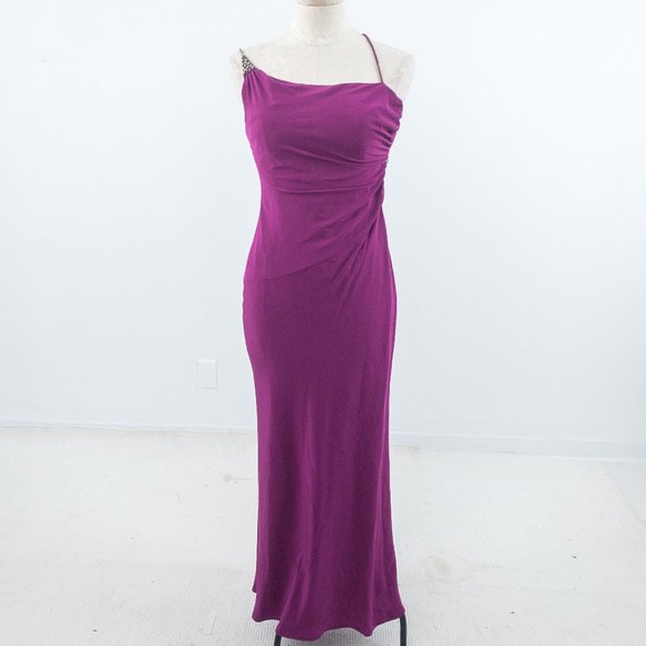 Vintage Y2K XS One Shoulder Maxi Dress Purple ASIS - Picture 1 of 13